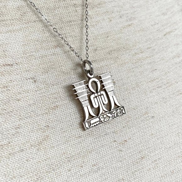 Sterling Silver 925 Egyptian Knot Of Isis Djed Pillars Pendant Necklace 20" - Picture 5 of 16